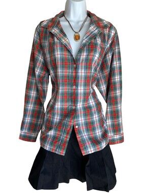 VTG Spree Plus 20 Button Up Plaid Blouse Fall Tunic Academia Preppy Casual Shirt